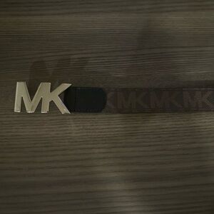 Michael Kors Dark Brown Belt with Silver MK Buckle